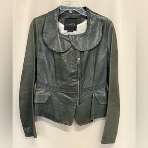 Hanii Dark Gray/Greenish Leather Jacket